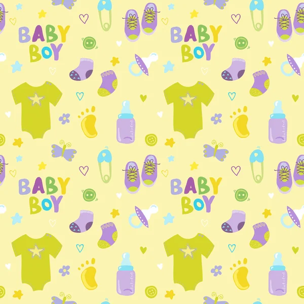 Baby Boy Hintergrund - nahtloses Muster für Design oder Sammelalbum — Stockvektor