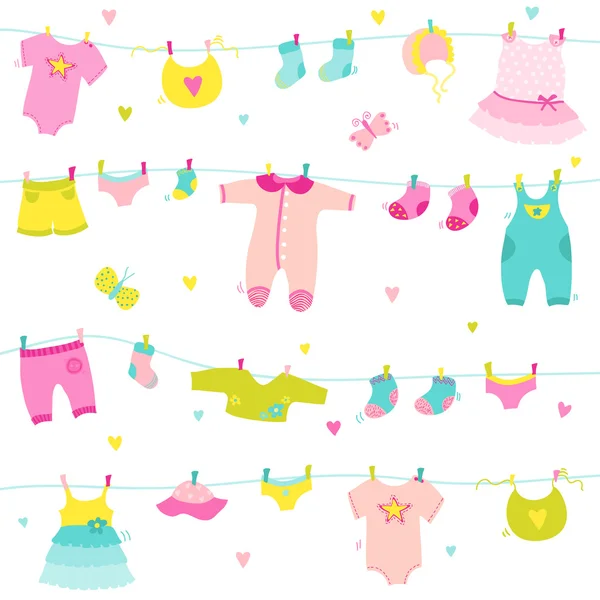 Bébé fille fond mignon - pour la douche de bébé, Design et Scrapbook — Image vectorielle