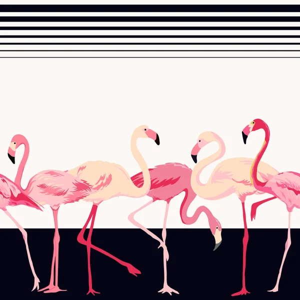 Flamingo-Vogel Hintergrund - nahtloses Retro-Muster - im Vektor — Stockvektor