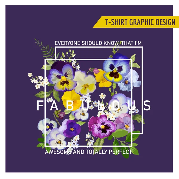 Design Gráfico Floral - para camiseta, moda, estampas — Vetor de Stock