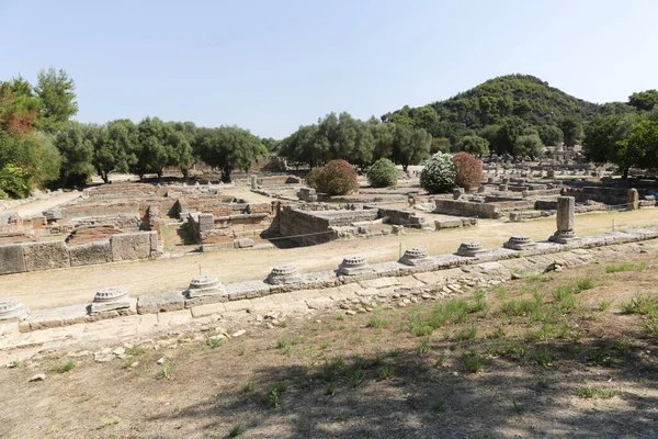 Αρχαιολογικός Χώρος Της Αρχαίας Ολυμπίας Στην Ελλάδα Γενέτειρα Των Ολυμπιακών — Φωτογραφία Αρχείου