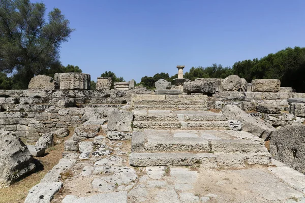 Stanowisko Archeologiczne Starożytnej Olimpii Grecji Miejsce Narodzin Igrzysk Olimpijskich Lista — Zdjęcie stockowe