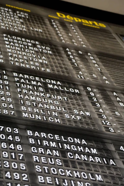 Bordo Partenza Aeroporto Nel Terminal Con Informazioni Volo — Foto Stock