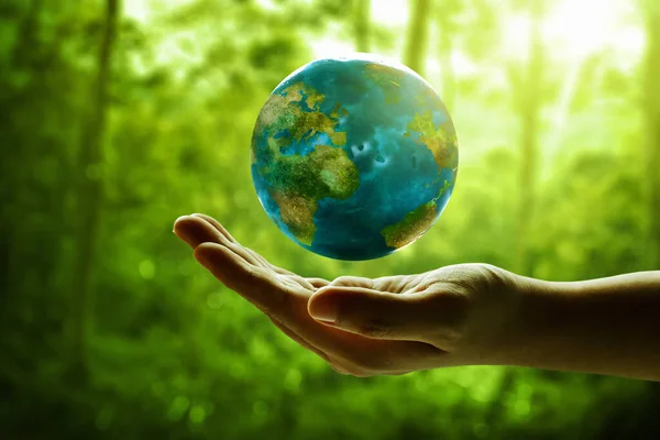 Human Hand Holding Planet Earth — Stock Photo, Image