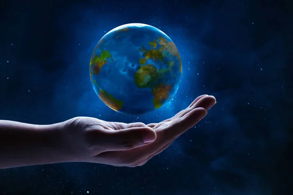 Рука Людини Тримає Планету Земля — стокове фото