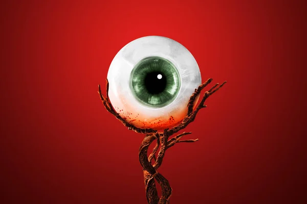 Globo Ocular Humano Fundo Vermelho — Fotografia de Stock