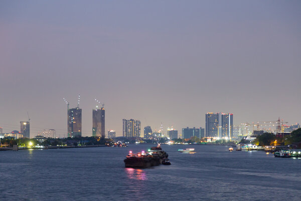 Bangkok city and river evening