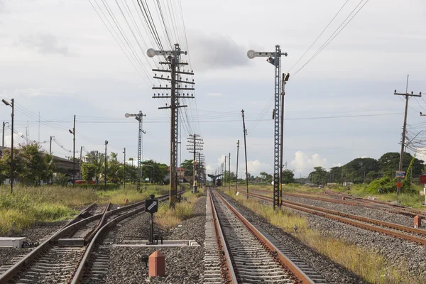 Railway and telegraph poles — Stock Photo, Image