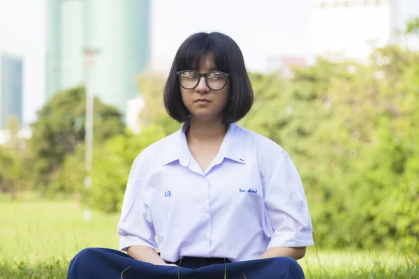 Girl was meditating — Stock Photo, Image