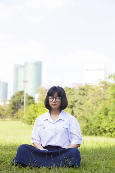 Girl was meditating — Stock Photo, Image