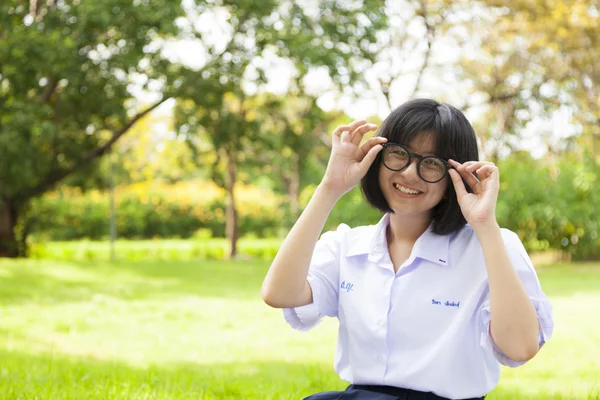 Schoolgirl smiling — Stock Photo, Image