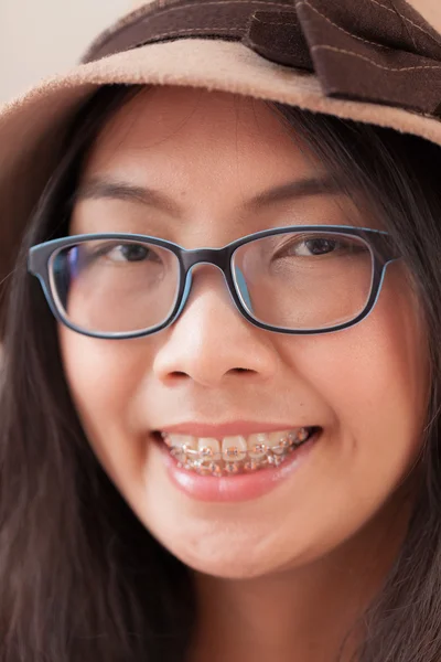 Close up rosto mulher asiática . — Fotografia de Stock