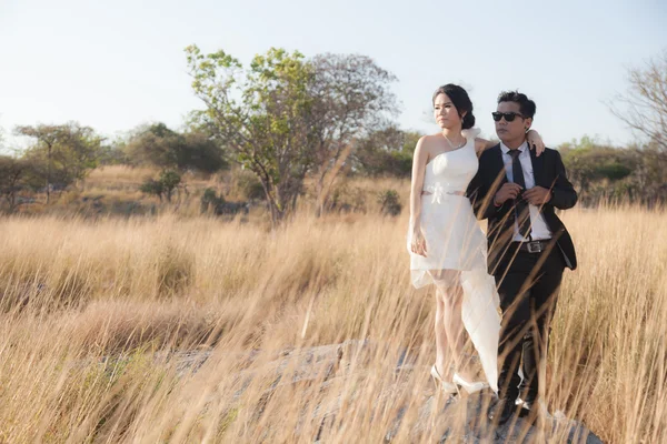 Pareja de pie en un prado . — Foto de Stock