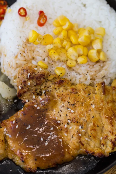Steak Chicken Reis — Stockfoto