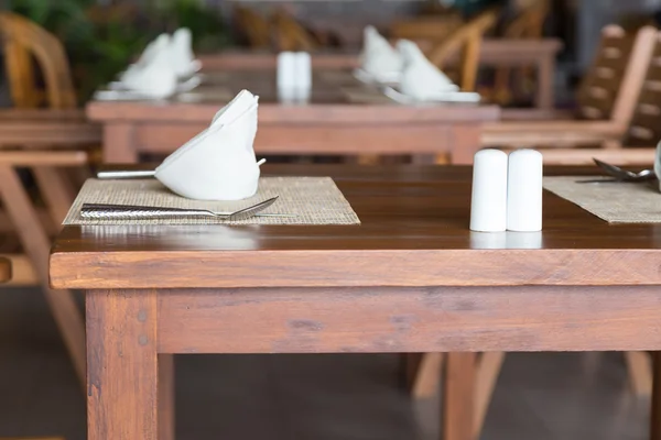 Wood dining tables — Stock Photo, Image