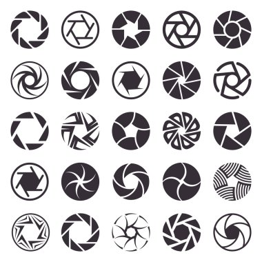 Fotoğraf makinesi obtüratör vector Icons set