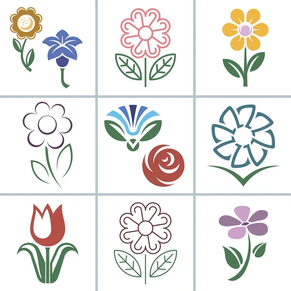 Vettore icona set di fiori — Vettoriale Stock