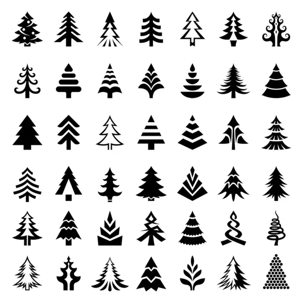 Vánoční stromy ikony velké kolekce — Stockový vektor