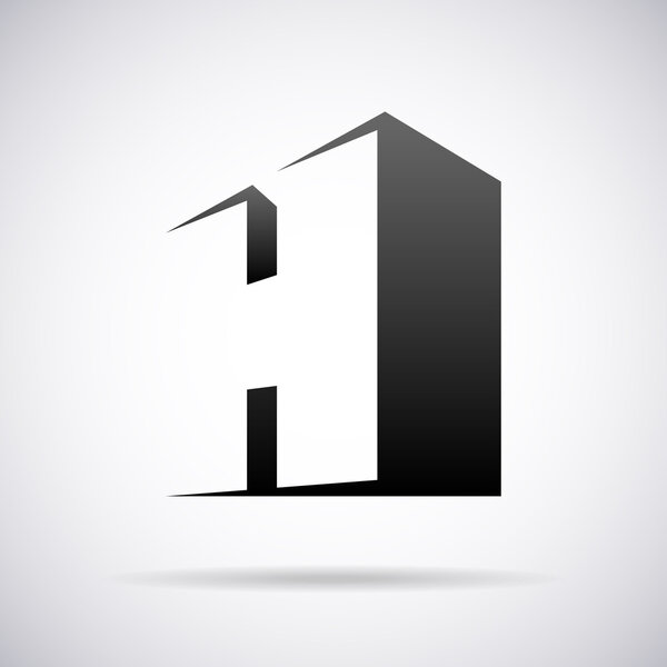 Векторный логотип для письма H. Шаблон дизайна
