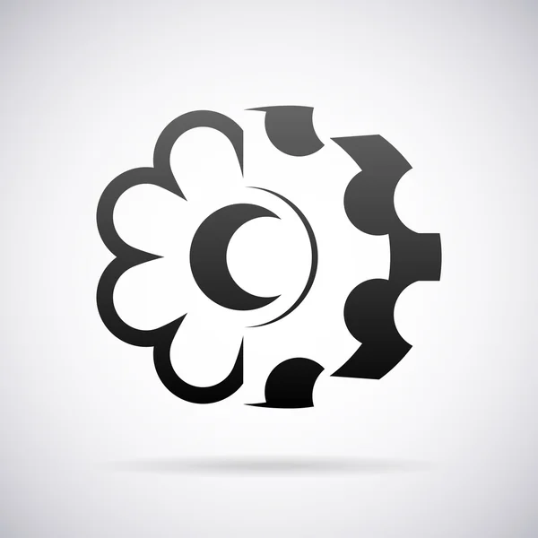 Kombiniertes Zahnrad und Blume Logo Vektor-Design-Vorlage — Stockvektor