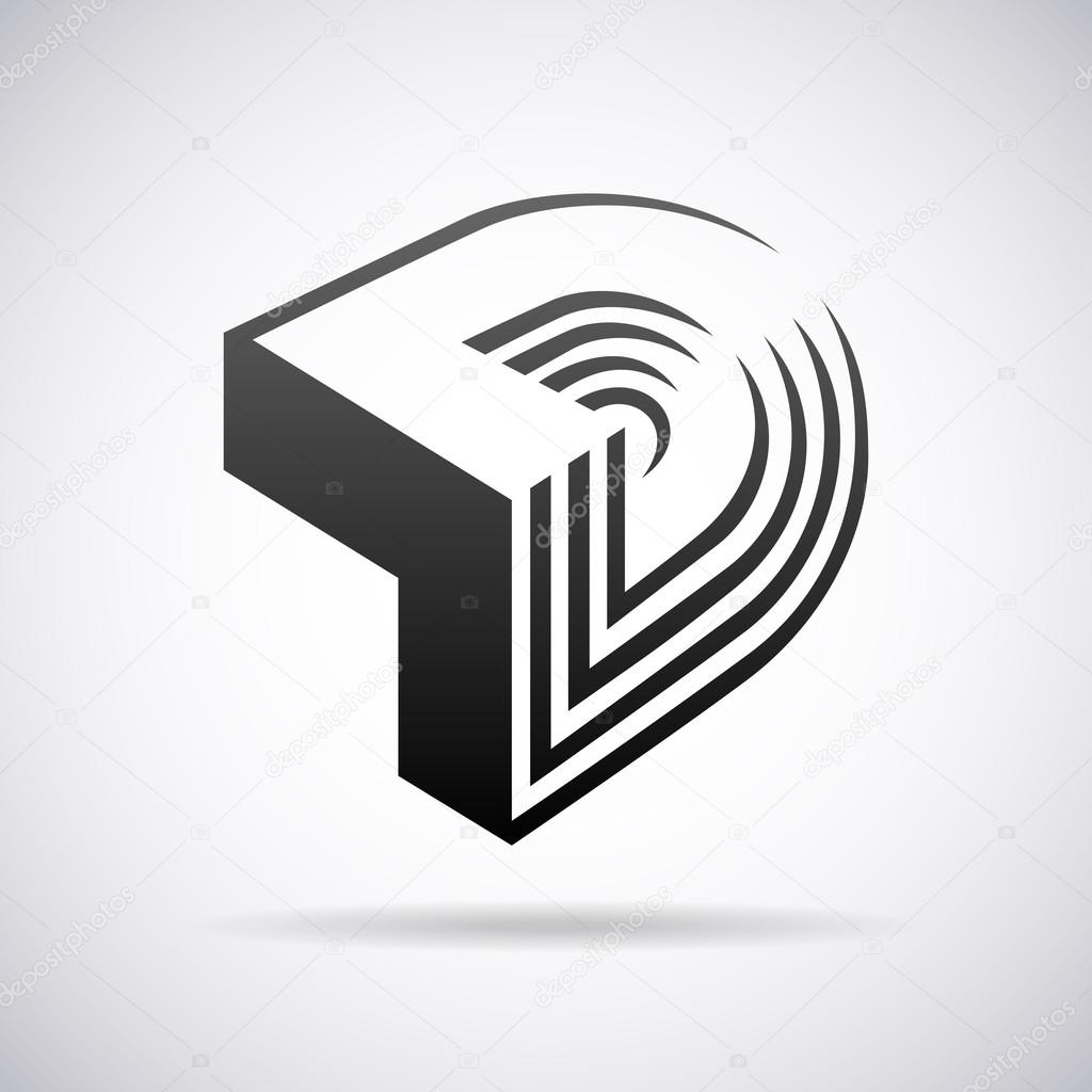 Vector logo for letter D. Design template
