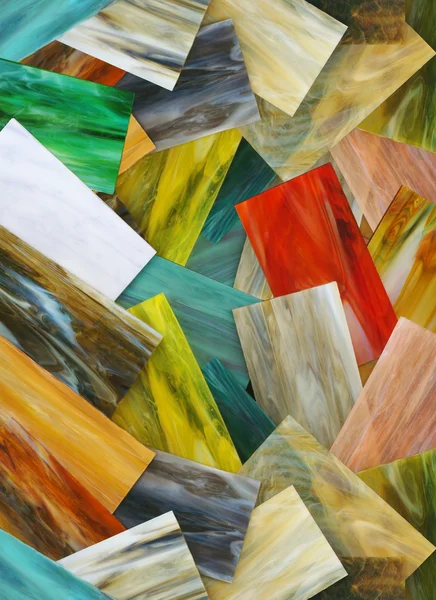 Samples of different colorful stained glass — Stock Photo, Image