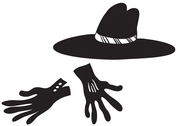 Black hat and gloves — Stock Vector