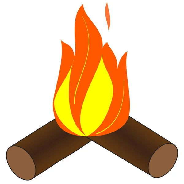 Ilustrace Hořícího Dřeva Izolovaného Bílém Pozadí — Stockový vektor