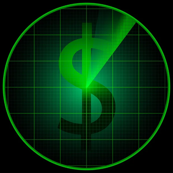 Radar screen with dollar symbol — Stock Vector