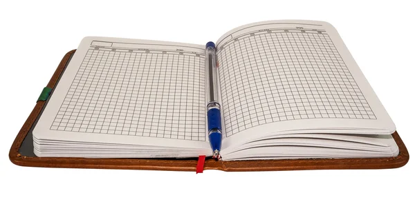 Açık not defteri ve kalem — Stok fotoğraf