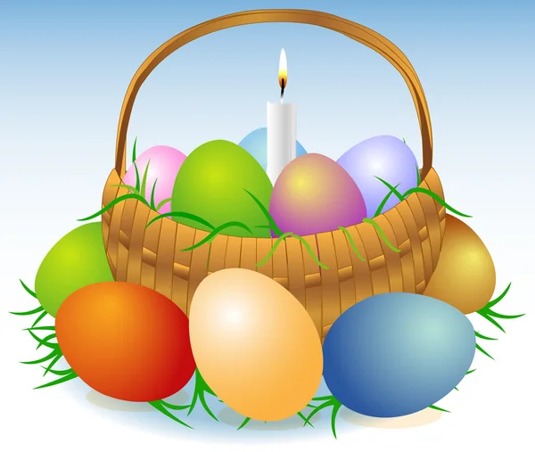 Panier de Pâques avec bougie — Image vectorielle