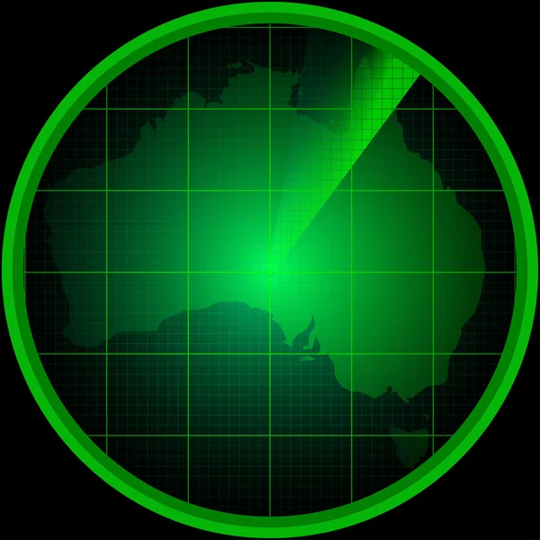 Tela de radar com uma silhueta da Austrália — Vetor de Stock