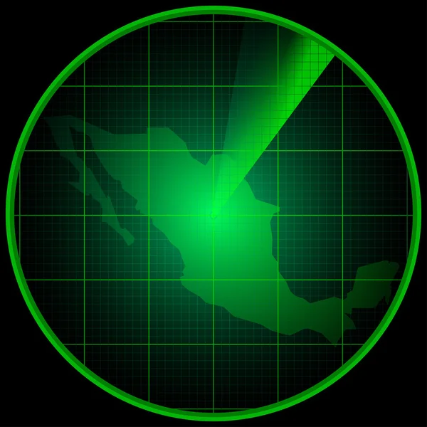 Radar screen with the silhouette of Mexico