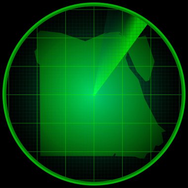 Radar ekranı ile Mısır silüeti