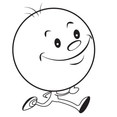 Çizgi film adam büyük bir kafa ile çalışan