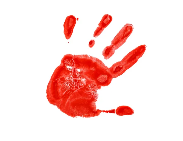 Czerwony odcisk lewej ręki — Zdjęcie stockowe