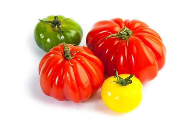 Verschiedene Farben Tomaten, Solanum lycopersicum — Stockfoto