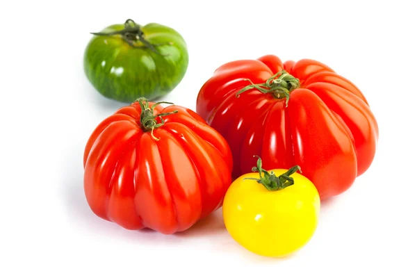 Verschiedene Farben Tomaten, Solanum lycopersicum — Stockfoto