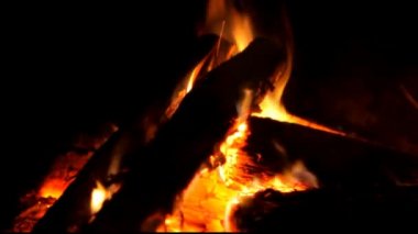 Şöminede yanan odun.