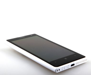 Aytos, Bulgaristan - 12 Mart 2016: Nokia Lumia 1020 beyaz izole. Nokia, ilk New York Nokia etkinlikte 11 Temmuz 2013 açıkladı tarafından geliştirilen bir akıllı telefon Nokia Lumia 1020 olduğunu.