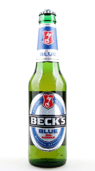 AYTOS, BULGARIA - APRIL 03, 2016: Beck's Non-Alcoholic Beer Isolated On White. Beck's Brewery is a German brewery in the northern German city of Bremen. — Stock Photo, Image