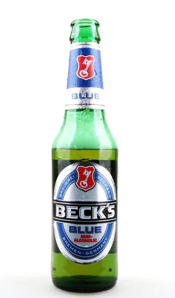 AYTOS, BULGARIA - APRIL 03, 2016: Beck's Non-Alcoholic Beer Isolated On White. Beck's Brewery is a German brewery in the northern German city of Bremen. — Stock Photo, Image