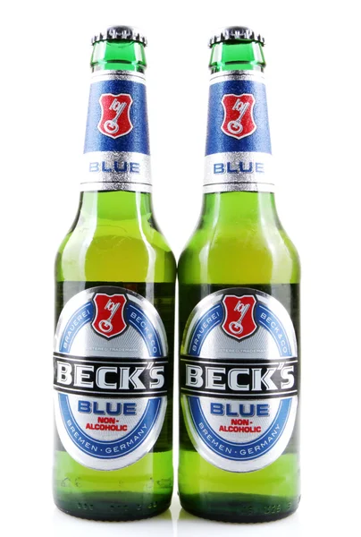 AYTOS, BULGARIA - APRIL 03, 2016: Beck's Non-Alcoholic Beer Isolated On White. Beck's Brewery is a German brewery in the northern German city of Bremen. — Stock Photo, Image