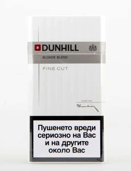 AYTOS, BULGARIA - JUNE 07, 2016: Pack of Dunhill cigarettes. Dunhill cigarettes are a luxury brand of cigarettes made by the British American Tobacco company. — Stock Photo, Image