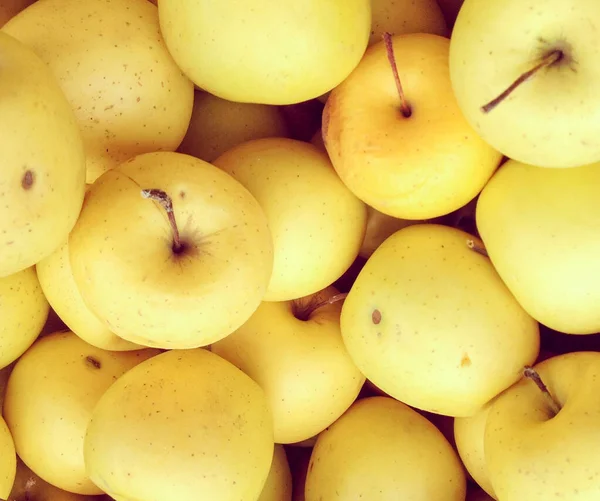 Gran Cantidad Manzanas Amarillas — Foto de Stock