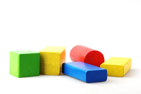 Студійний Знімок Барвистих Іграшкових Блоків Білому Тлі — стокове фото