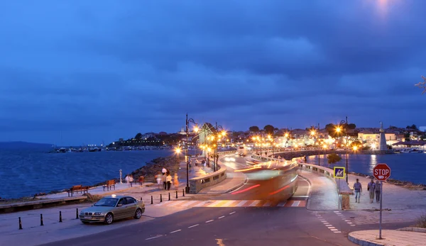 NESSEBAR, BULGARIA - JUNE 18: Nessebar at Night, June 18, 2014. Nessebar in 1956 was declared as museum city, archaeological and architectural reservation by UNESCO. — Stock Photo, Image