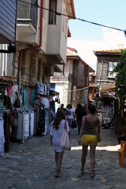 Nesebar, Bulgaristan - Ağustos 29: Ağustos 29, eski şehir ziyaret 2014 yılında nesebar, Bulgaristan. Nesebar 1956 yılında müze kent, unesco tarafından Arkeoloji ve mimari rezervasyon olarak ilan edildi.