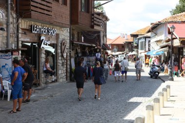 Nesebar, Bulgaristan - Ağustos 29: Ağustos 29, eski şehir ziyaret 2014 yılında nesebar, Bulgaristan. Nesebar 1956 yılında müze kent, unesco tarafından Arkeoloji ve mimari rezervasyon olarak ilan edildi.