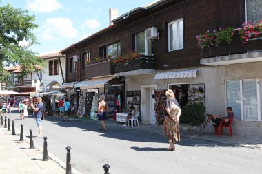 Nesebar, Bulgaristan - Ağustos 29: Ağustos 29, eski şehir ziyaret 2014 yılında nesebar, Bulgaristan. Nesebar 1956 yılında müze kent, unesco tarafından Arkeoloji ve mimari rezervasyon olarak ilan edildi.